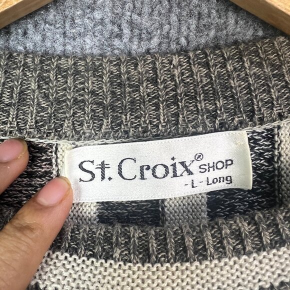 VTG St. Croix Knits Mens‎ Large Sweater Pullover Crew Neck Multi-Color Stripes - Picture 8 of 9